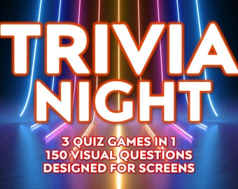 TRIVIA NIGHT | 3 Virtual Quiz Games in 1 - Visual Quiz for Zoom Games or Teams Games Night | Family Quiz Nights | Pub Quiz Questions