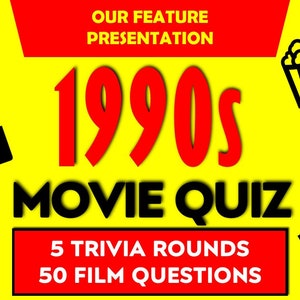 1990s Movie Quiz | Printable Quiz Download 90s Film Trivia Quiz Book | Perfect for 1990s Birthday Quiz, 90s Theme Party and Pub Quiz Ideas