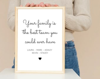 Personalised family is the best team you could have A4 print, home decor, family print, wall art, gift