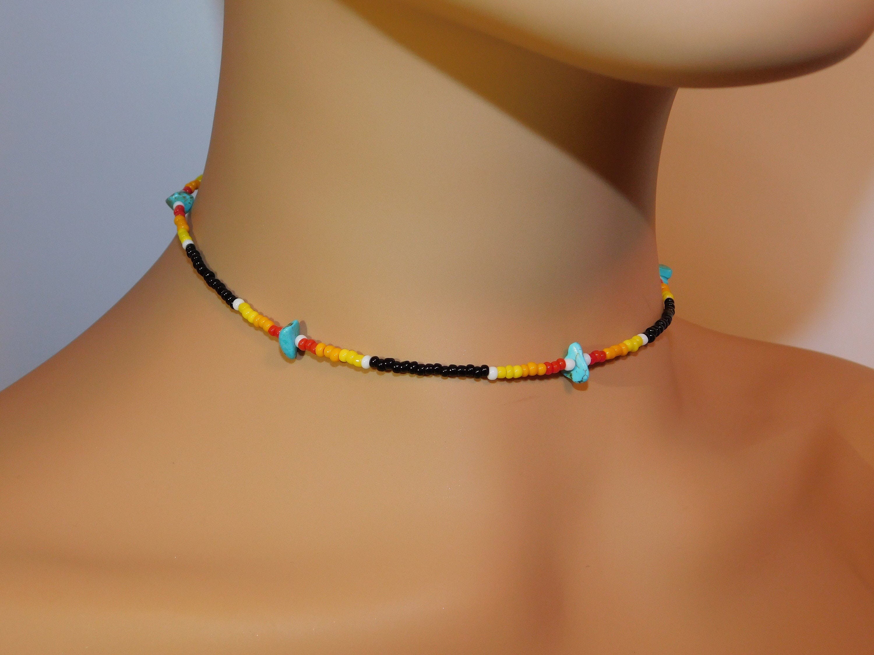 Single Stranded Seed Bead Necklace Patterned Adjustable Etsy