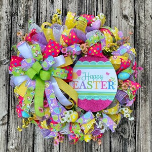 Happy Easter Wreath, Spring Wreath, Floral Wreath, Flower Wreath, Front Door Décor, Door Décor, Easter Décor, Easter Floral Wreath,