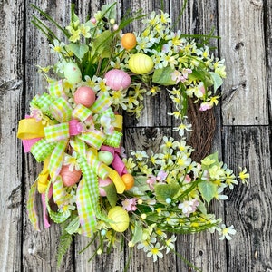 Easter Egg Grapevine Wreath, Spring Wreath, Easter Wreath, Egg Wreath, Flower Wreath, Grapevine Wreath, Front Door Décor, Easter Décor