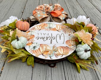 Couronne De Bienvenue Automne – Citrouille – Artisanale – Décoration