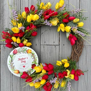 Mother&#39;s Day Wreath, Grapevine Mother&#39;s Day Wreath, Mother&#39;s Day Gift, Gift for Mom, Grapevine Wreath, Floral Wreath, Spring Wreath,
