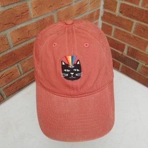 Embroidered cap rust 'Rainbow Cat' One Size