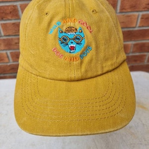 Embroidered cap tumeric 'Wild and Cool' cat One Size