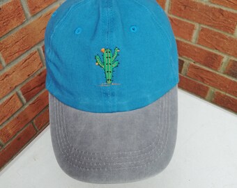 Embroidered cap grey/turquoise 'Cactus' One Size