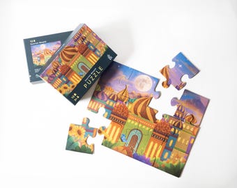 Sunrise Masjid Puzzle – 12 Piece Islamic Kid Activity, Eid Gift, Homeschooling