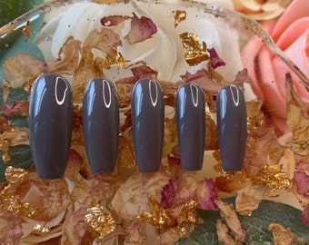 Dark Grey Nails Etsy Dark Grey Nails Etsy