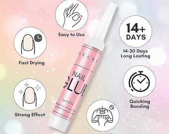 Nail Glue Adhesive for Press on Nails | Custom Made | Glue on Fake Nails | False Nails | Handmade | Hand Painted | Nails