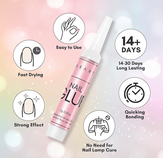 Nail Glue Adhesive for Press on Nails | Custom Made | Glue on Fake Nails | False Nails | Handmade | Hand Painted | Nails
