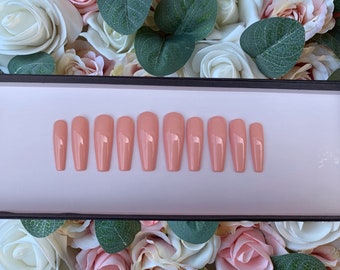 Press on Nails Elegant Pink | Custom Made | Glue on Fake Nails | False Nails | Handmade | Hand Painted Nails