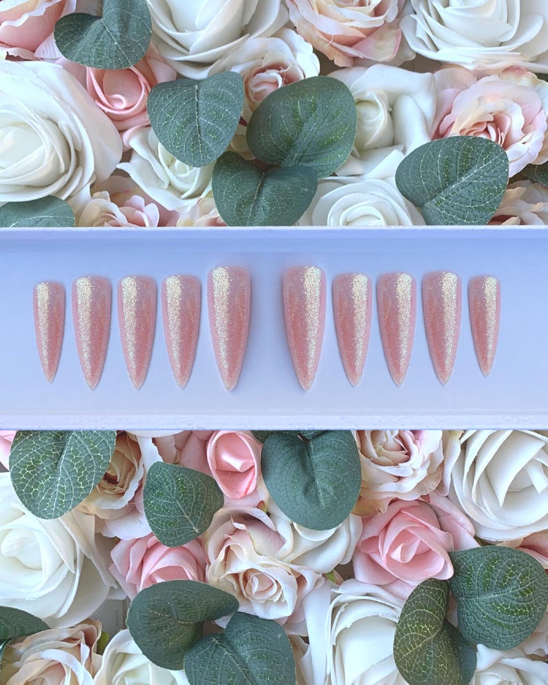 Unghie finte con glitter rosa da sirena / Unghie adesive / Unghie con colla / Unghie finte / Unghie finte / Unghie finte / Unghie luccicanti / Unghie per compleanno