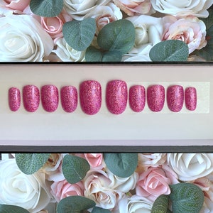 Press on Nails Pink Holographic Glitter | Stick on Nails | Glue on Nails | Glitter Nails |  Pink Nails | Summer Nails | Nails