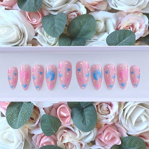 Press on Nails Gender Reveal | Baby Boy | Baby Girl | Stick on Nails | Glue on Nails | False Nails | Baby Shower Nails | Baby Footprints