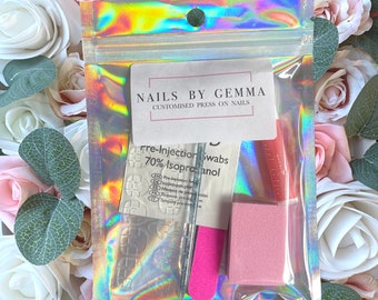 Nail Prep Kit for Press on Nails | Custom Made | Glue on Fake Nails | False Nails | Handmade | Hand Painted Nails