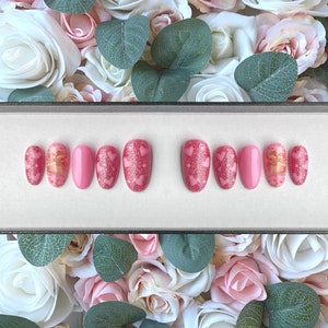 Press on nails Valentine’s Day Cherubs and Hearts | Stick on Nails | Glue on Nails | Pink Glitter Nails | Valentine’s Nails | Nails