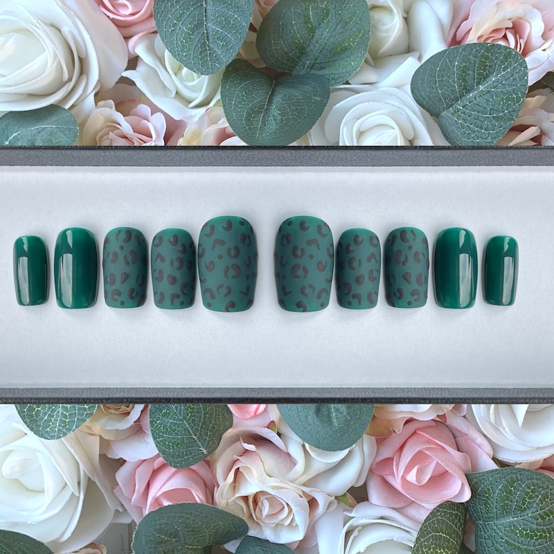 Dark Forest Green Nails - Etsy UK