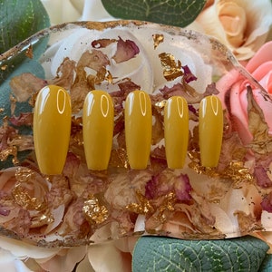 Press on Nails Redolent Honeycomb Yellow Nails | Glue on Nails | False Nails | Stick on Nails l Press on Nails l Mustard Yellow l Nails