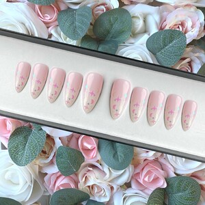 Press on Nails Ombre Glitter Moons and Stars | Stick on Nails | Glue on Nails | False Nails | Fake Nails | Press ons | Baby Boomer Nails image 3