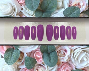 Press on Nails Purple and Iridescent Glitter | Stick on Nails | Glue on Fake Nails | False Nails | Lilac Nails | Nails