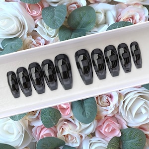 Press on Nails Black and Grey Checkered Design | Stick on Nails | Glue on Nails | False Nails | Fake Nails | Press ons | Gothic/Emo Nails