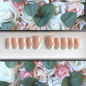 Press on Nails Modern French Manicure | Stick on Nails | False Nails | Glue on Nails | Wedding Nails | Bridal Nails | Nails