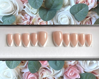 Press on Nails Modern French Manicure | Stick on Nails | False Nails | Glue on Nails | Wedding Nails | Bridal Nails | Nails