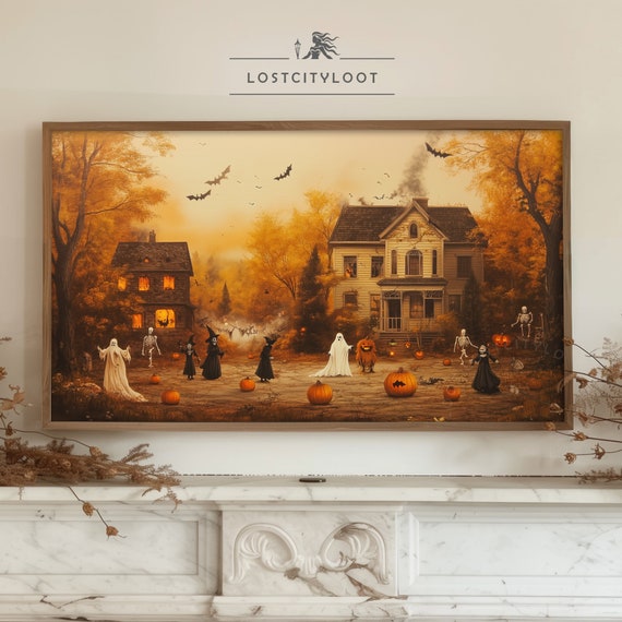 Frame Vintage TV Art, Halloween Frame TV Art, Ghost Frame TV Art, Samsung Frame Tv Art, Fall Tv Art, Cozy Autumn Decor, Moody Ghost Arts