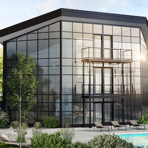 HOUSE PLAN / GREG-0101 Semi-industrial, futuristic. Two to three bedrooms With Bunker.