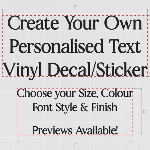 Create Your Own Personalised Custom Vinyl Sticker Message Transfer | Custom Text Decal | DIY Colours Fonts Sizes Wording