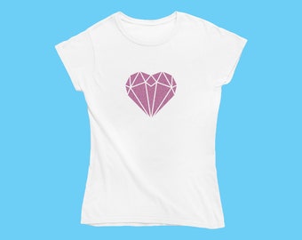 Self Love Glitter Crystal Healing Diamond Gemstone Heart tshirt | Personalised Gift | Affirmations For Her Heart Chakra