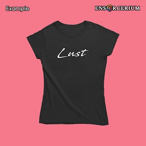 Unique &#39;Lust&#39; Sentiment Motto Quote tshirt for Women | Trendy Glitter Fashion | Law of Attraction Clothing | Casual Streetwear