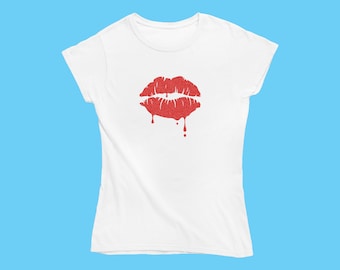 Personalised Hot Glitter Dripping Lipstick Kiss tshirt for Her | Turn Up the Sassy Charm and Attract Love with Style