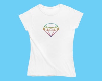 Personalised Geometric Glitter Minimalist Metallic Crystal Diamond Gemstone tshirt for her | A Girls Bestfriend | Bling Fashion