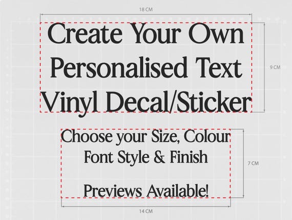 Create Your Own Personalised Custom Vinyl Sticker Message Transfer | Custom Text Decal | DIY Colours Fonts Sizes Wording