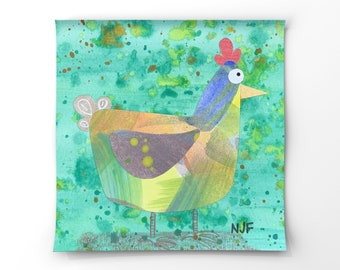 Silly Chickens, chicken, chicken Art, original artwork, colorful, framed, mixed media artwork