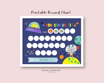 Printable Outer Space Reward Chart, Sticker Chart, Instant Download Reward Chart, Kids Reward Chart, Potty Training Chart for Boys
