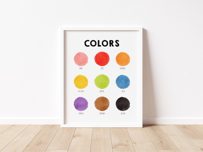 Colors Educational Print Classroom Print, Learning Art, Homeschool Print, Classroom Decor, Playroom Learning Montessori, Digital Download image 1