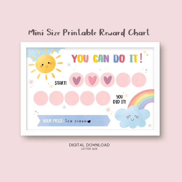 Mini Size Printable Rainbow Reward Chart with 10 Circle, Small Sticker Chart, Toddler Reward Chart, Potty Training Chart, Instant Download