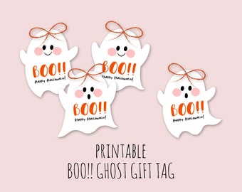 Boo Halloween Ghost Gift Tags, Printable Gift Tags, Favor Tags, Halloween Decor, Hang Tags, Boo decor, Treat Bag Tags, Spooky
