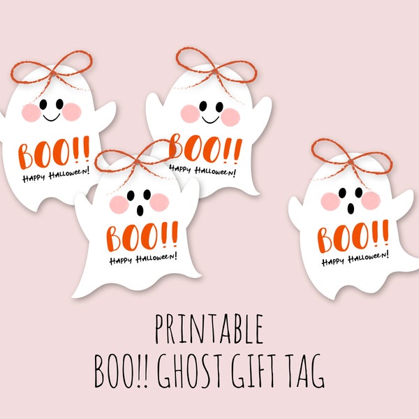 Etiquetas de regalo de fantasmas de Halloween, etiquetas de regalo imprimibles, etiquetas para obsequios, decoración de Halloween, etiquetas colgantes, decoración de fantasmas, etiquetas para bolsas de dulces, espeluznantes