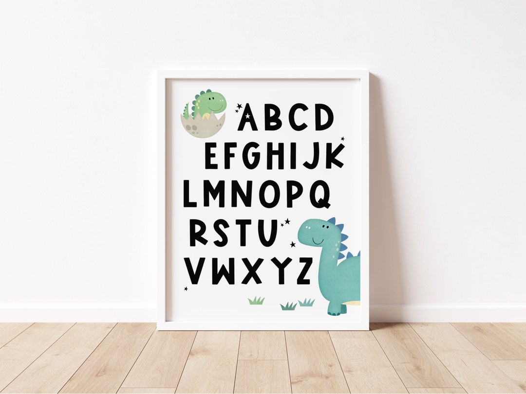 Dinisaur ABC Alphabet Wall Art Kids Room Decor, Nursery Art for Boys ...