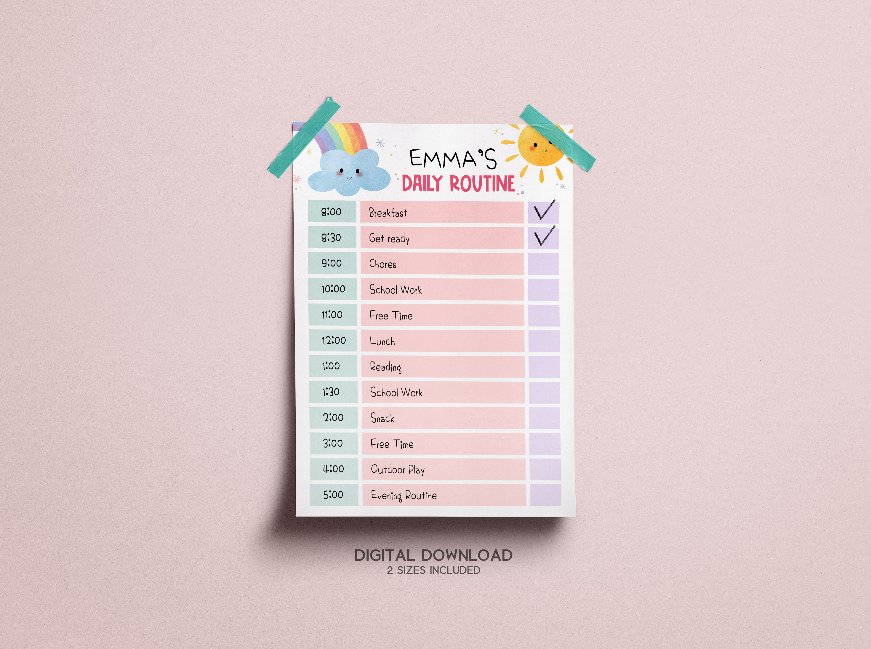 Kids Daily Routine- Printable Daily Planner, Homeschool, Routine ...