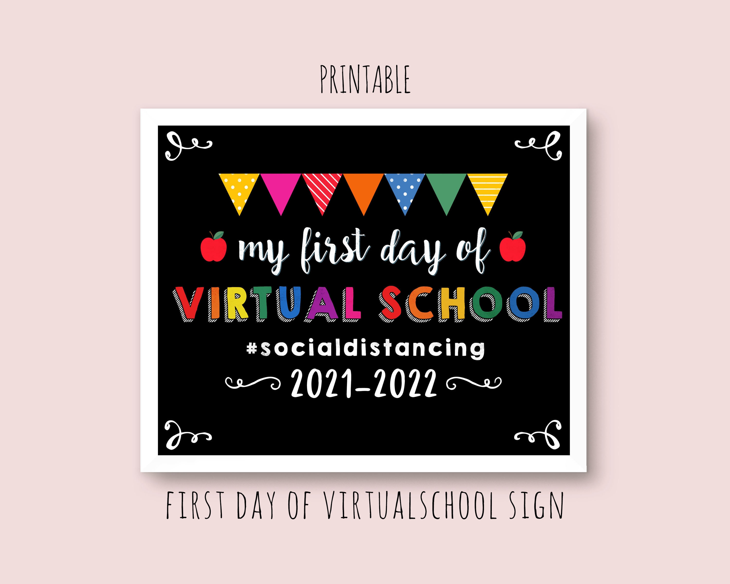 Printable First Day of Virtual School Sign First Day of Etsy