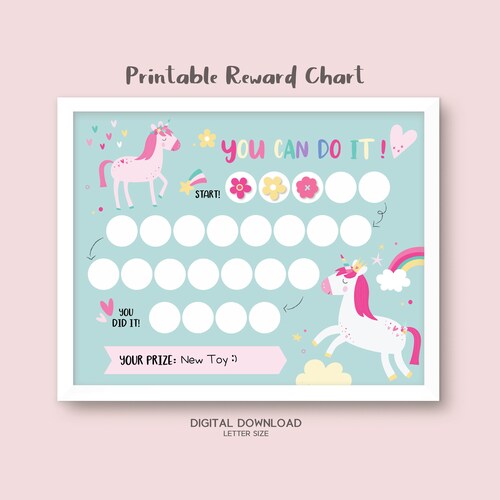 Printable Unicorn Reward Chart Sticker Chart Instant - Etsy