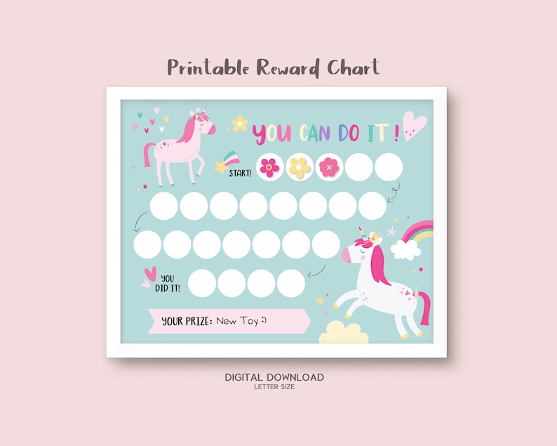 printable unicorn reward chart sticker chart instant etsy