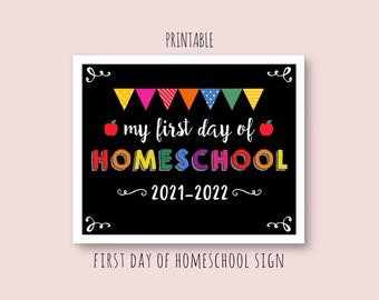 Printable First Day of Home School Sign, First Day of School Sign, Chalkboard Sign, Printable Chalkboard Sign