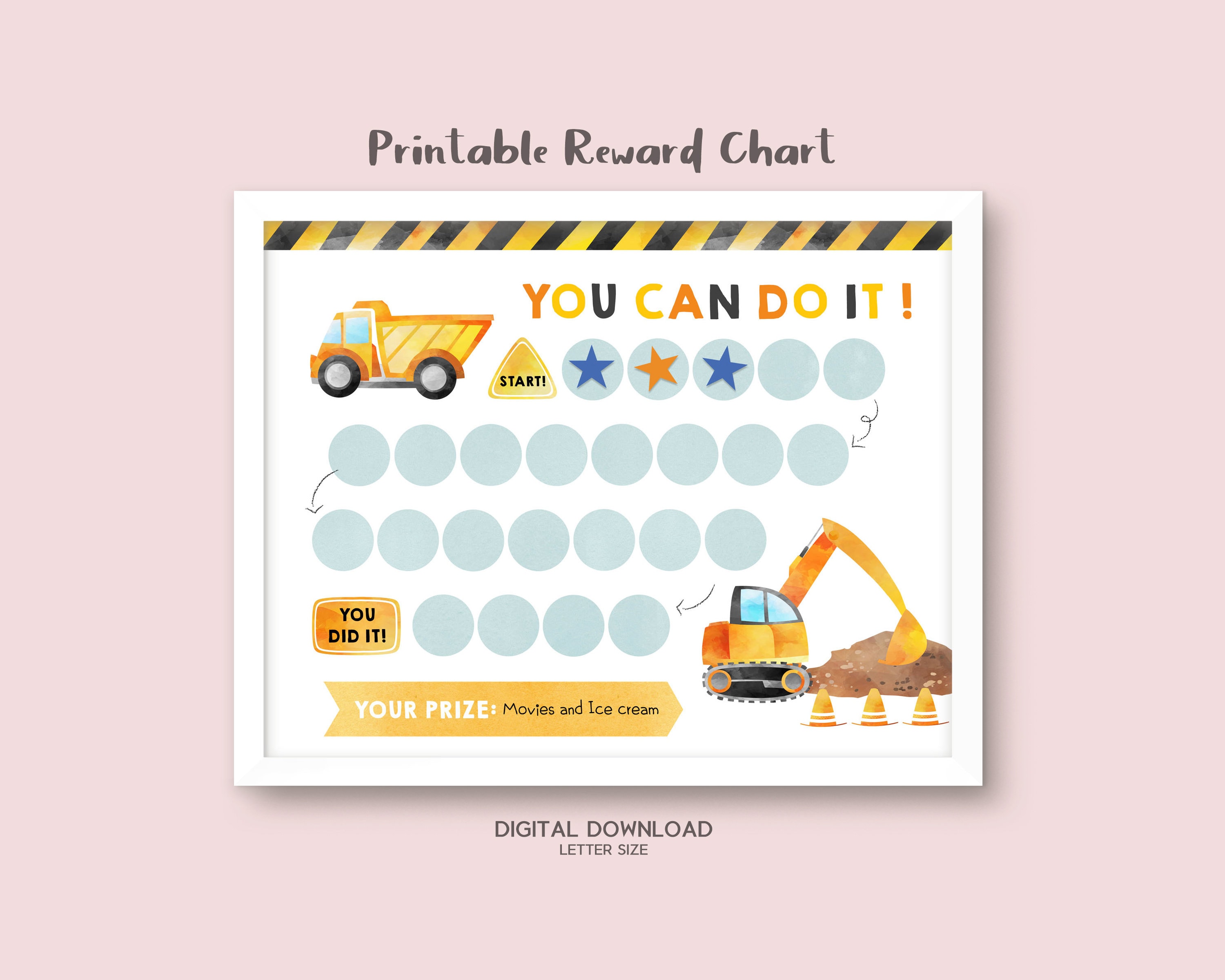 Printable Construction Reward Chart Sticker Chart Instant - Etsy Australia