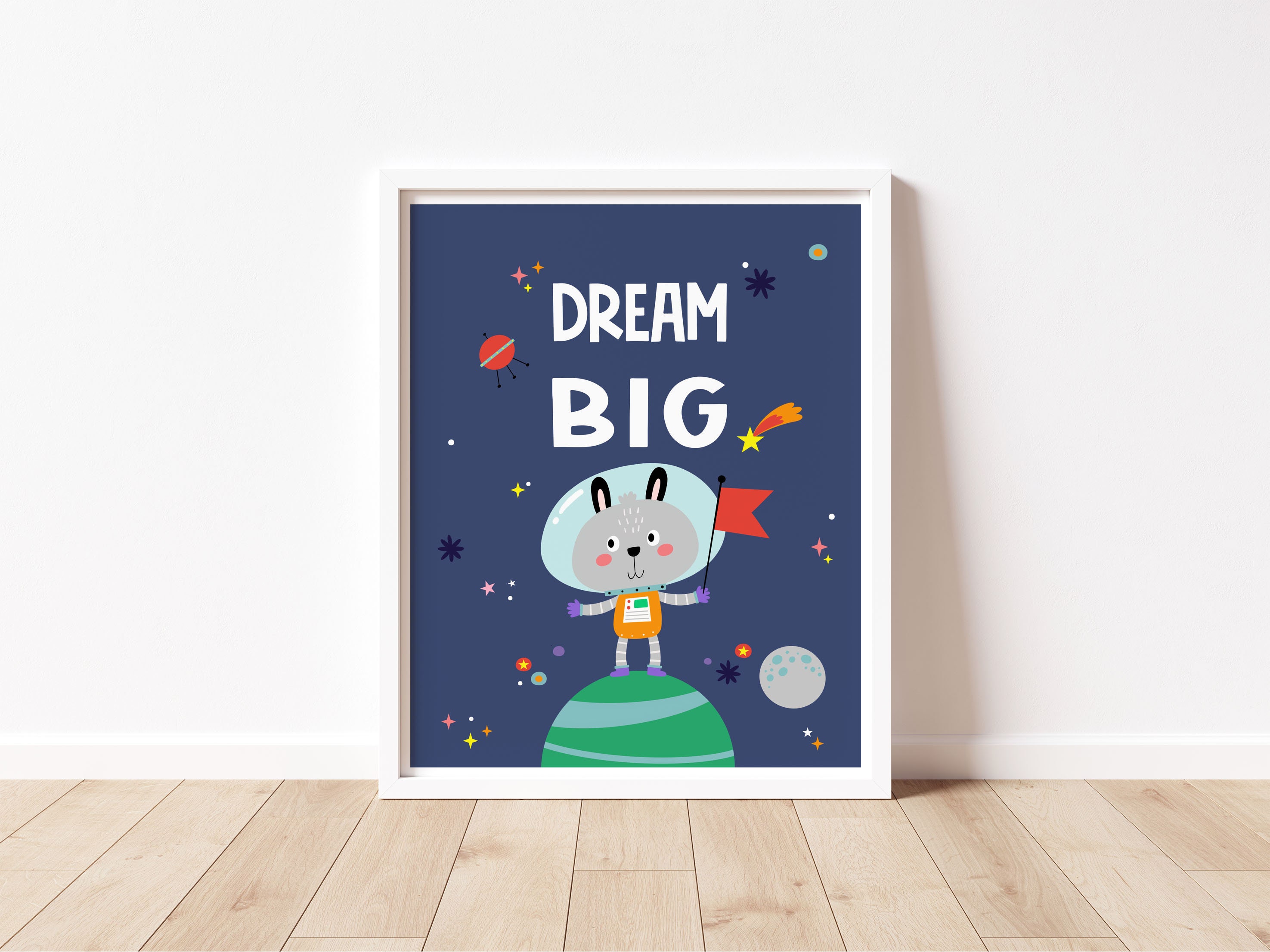 Set of 3 Outer Space Kids Room Decor Spaceship Print Wall Art - Etsy